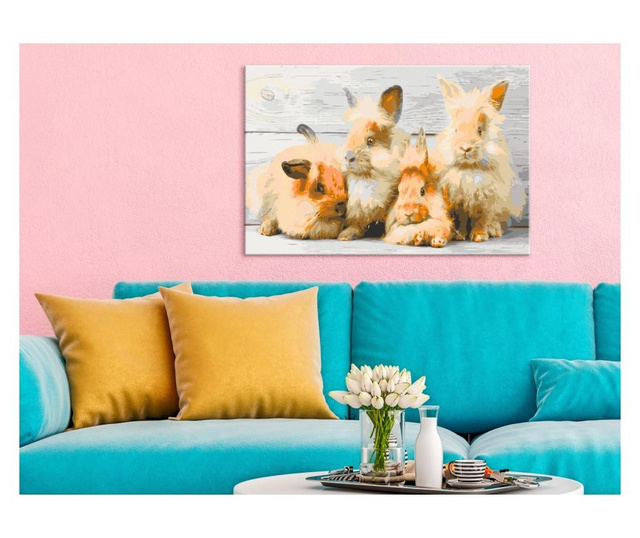 Slika za samostalno slikanje Artgeist - Four Bunnies - 60 x 40 cm