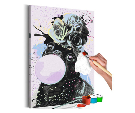 Slika za samostalno slikanje Artgeist - Bubble Gum Pug - 40 x 60 cm