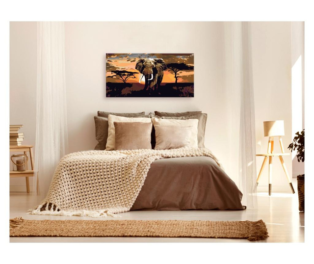 Slika za samostalno slikanje Artgeist - Elephant in Africa (Brown Colours) - 80 x 40 cm