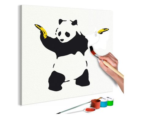 Slika za samostalno slikanje Artgeist - Panda With Bananas - 40 x 40 cm