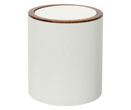 Coș de gunoi cu capac batant Feridras London, plastic alb, 19x19x22 cm, design compact pentru baie, bucătărie sau birou