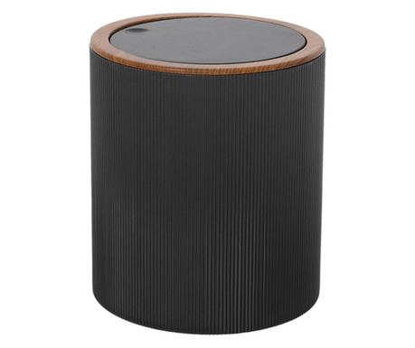 Coș de gunoi cu capac batant Feridras London, plastic negru, 19x19x22 cm, design compact pentru baie, bucătărie sau birou