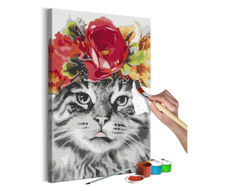 Slika za samostalno slikanje Artgeist - Cat With Flowers - 40 x 60 cm