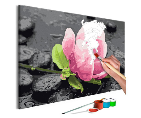 Slika za samostalno slikanje Artgeist - Pink Flower and Stones - 60 x 40 cm