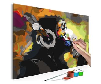 Slika za samostalno slikanje Artgeist - Monkey In Headphones (Multi Colour) - 60 x 40 cm