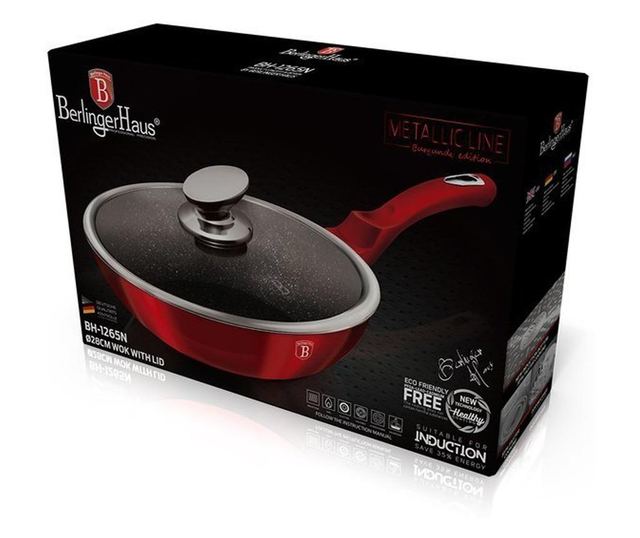 Tigaie wok marmorata 28 cm Burgundy Metalic Line Berlinger Haus BH 1265N