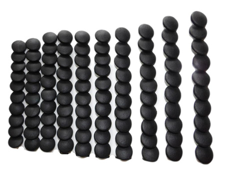 Set 100 nasturi metalici cu picious rotunzi din piele ecologica neagra 2 cm