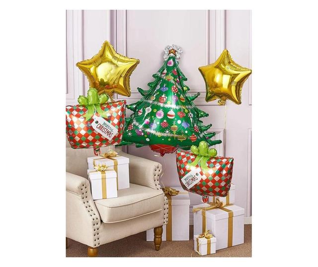 Balon din folie pentru petrecere Brad de Craciun 68 cm