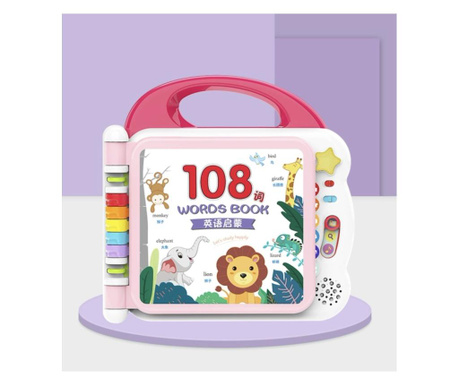 Carte interactiva si educativa cu 108 activitati, pentru bebelusi, roz