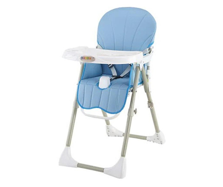Scaun de masa pentru bebe, pliabil, reglabil pe inaltime, bleu cu alb 616