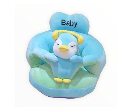 Fotoliu bebe cu spatar si suport de picioare - Pinguinul Dj bleu