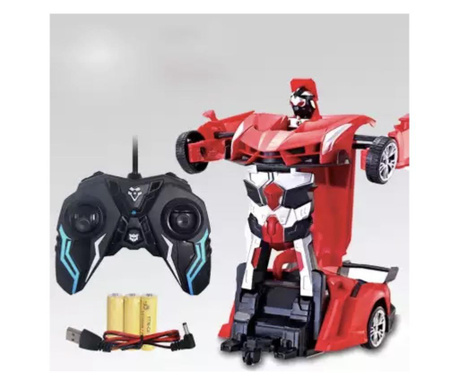 Robot Transformer, masina si robot, cu telecomanda, rosu