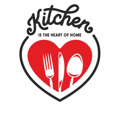 Sticker decor bucatarie, kitchen is the heart of home, 60 x 50 cm