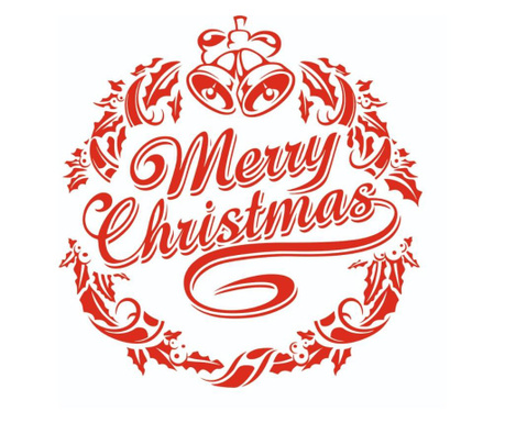 Sticker decorativ pentru Craciun, cu mesaj Merry Christmas, 57 x 57 cm Oracal, Autocolant PVC, 57x57 cm