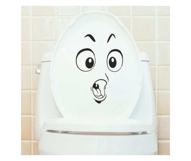 Sticker pentru vasul de toaleta, pentru baie, cu emoji amuzant, 30 x 20 cm