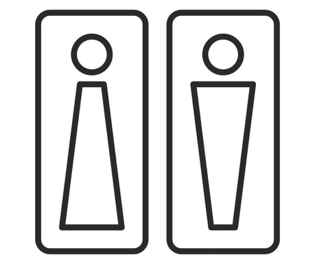 Sticker indicator toaleta, femei si barbati, autocolant PVC, parat si colturi rotunjite, 15 x 15 cm