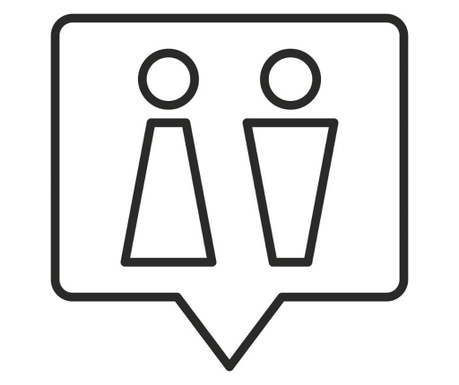 Sticker indicator toaleta, femei si barbati, autocolant PVC, 15 x 15 cm