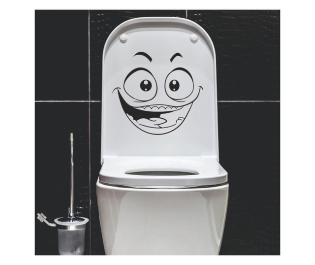 Sticker decorativ pentru baie, pentru capacul de toaleta, cu emoji amuzant, 25 x 22 cm