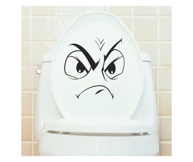 Sticker pentru baie, pentru capacul de toaleta, cu emoji suparat, 25 x 25 cm