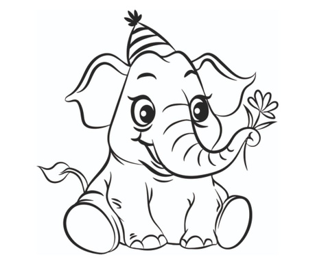 Sticker cu elefant prietenos, pentru camera copilului, 57 x 57 cm
