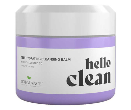 Balsam de curatare faciala 3 in 1 cu acid hialuronic, Hello Clean, Bio Balance, 100 ml