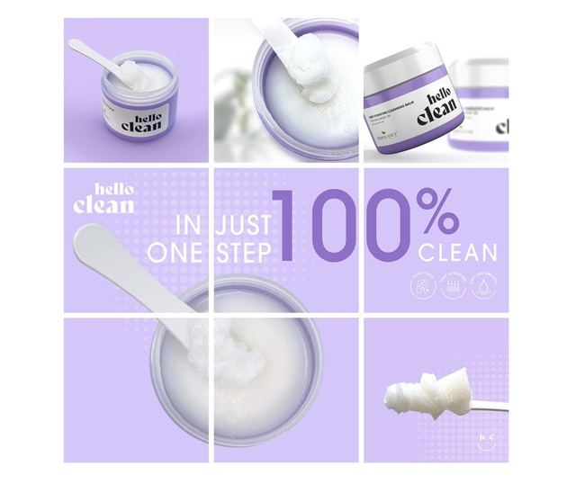 Balsam de curatare faciala 3 in 1 cu acid hialuronic, pentru ten normal sau uscat, Hello Clean, Bio Balance, 100 ml