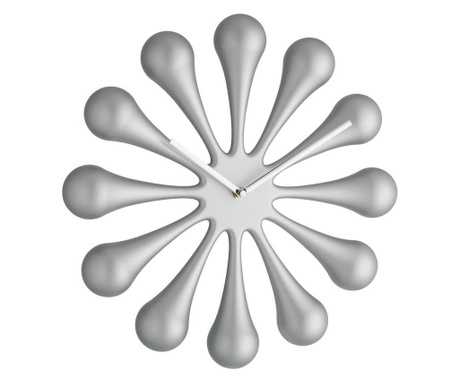 Ceas de perete analog, creat de designer, model ASTRO, argintiu metalic mat, TFA 60.3008