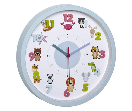 Ceas de perete pentru copii, silentios, cu animale si cifre 3D, TFA Little Animals 60.3051.14