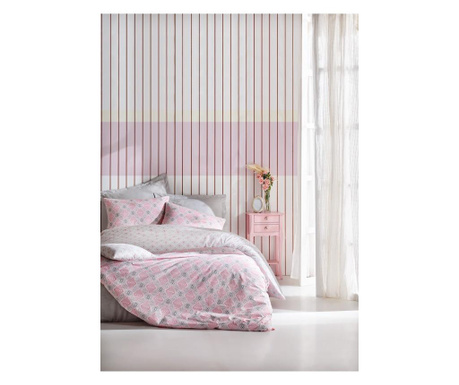 Lenjerie de pat 2 persoane, cotton box, minimal, fine, roz