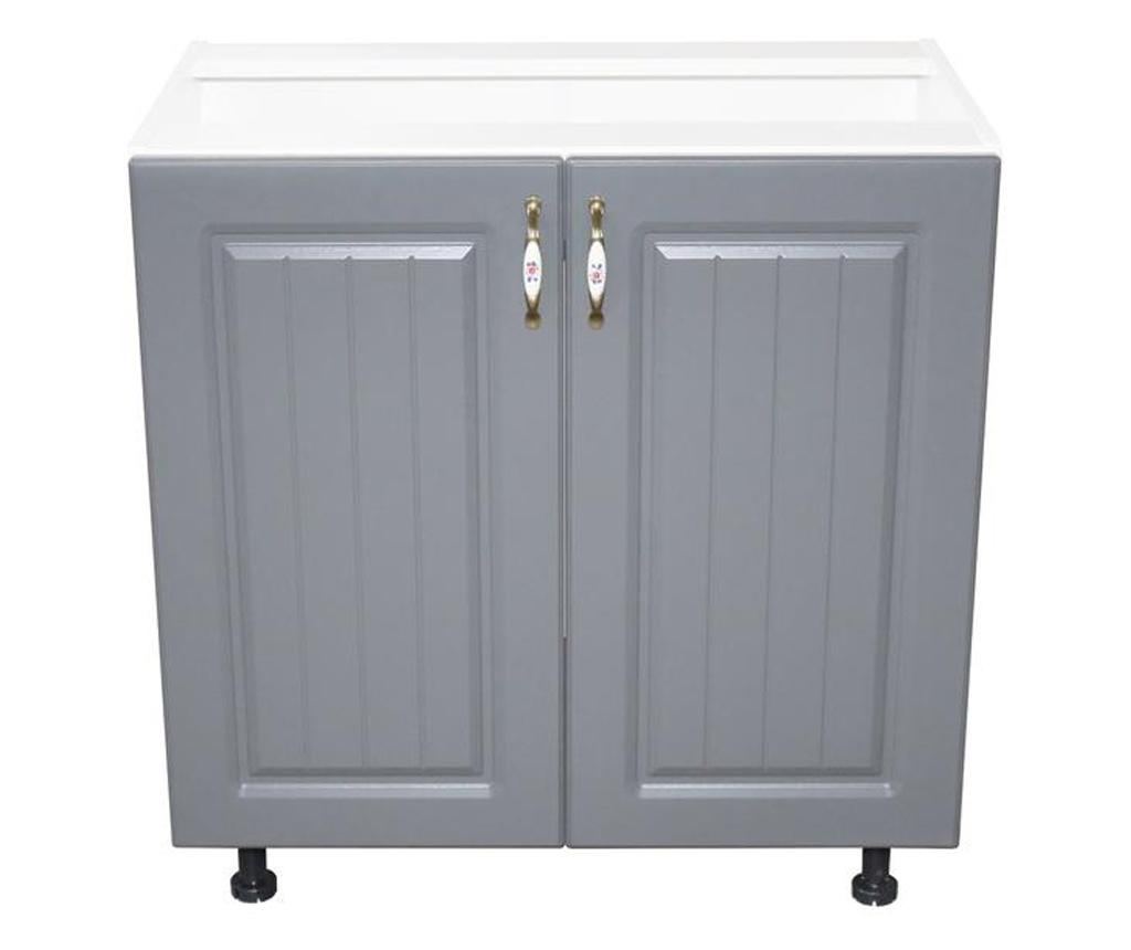 Donji dio namještaja s 2 vrata, dimenzija 80 cm, uzorak "zebra" (bijelo/sivo), izrađen od MDF-a, s radnom pločom od travertina, - 3