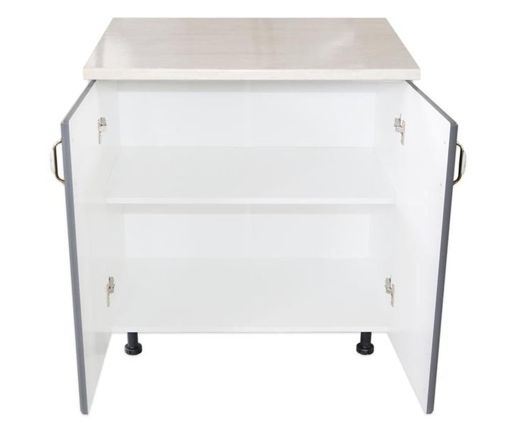 Donji dio namještaja s 2 vrata, dimenzija 80 cm, uzorak "zebra" (bijelo/sivo), izrađen od MDF-a, s radnom pločom od travertina, - 4