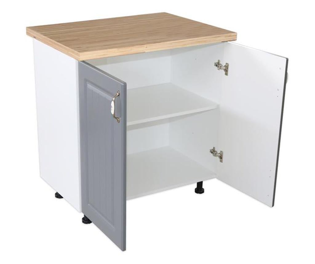 Donji dio namještaja s 2 vrata, dimenzija 80 cm, uzorak "zebra" (bijelo/sivo), izrađen od MDF-a, s radnom pločom od jasena, dime - 4