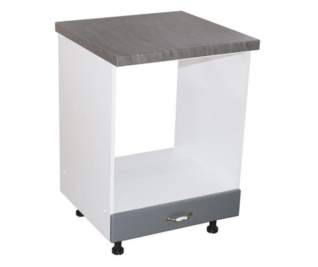 Corp pentru cuptor incorporabil cu sertar zebra, alb/mdf gri, cu blat beton, 60x85x60 cm