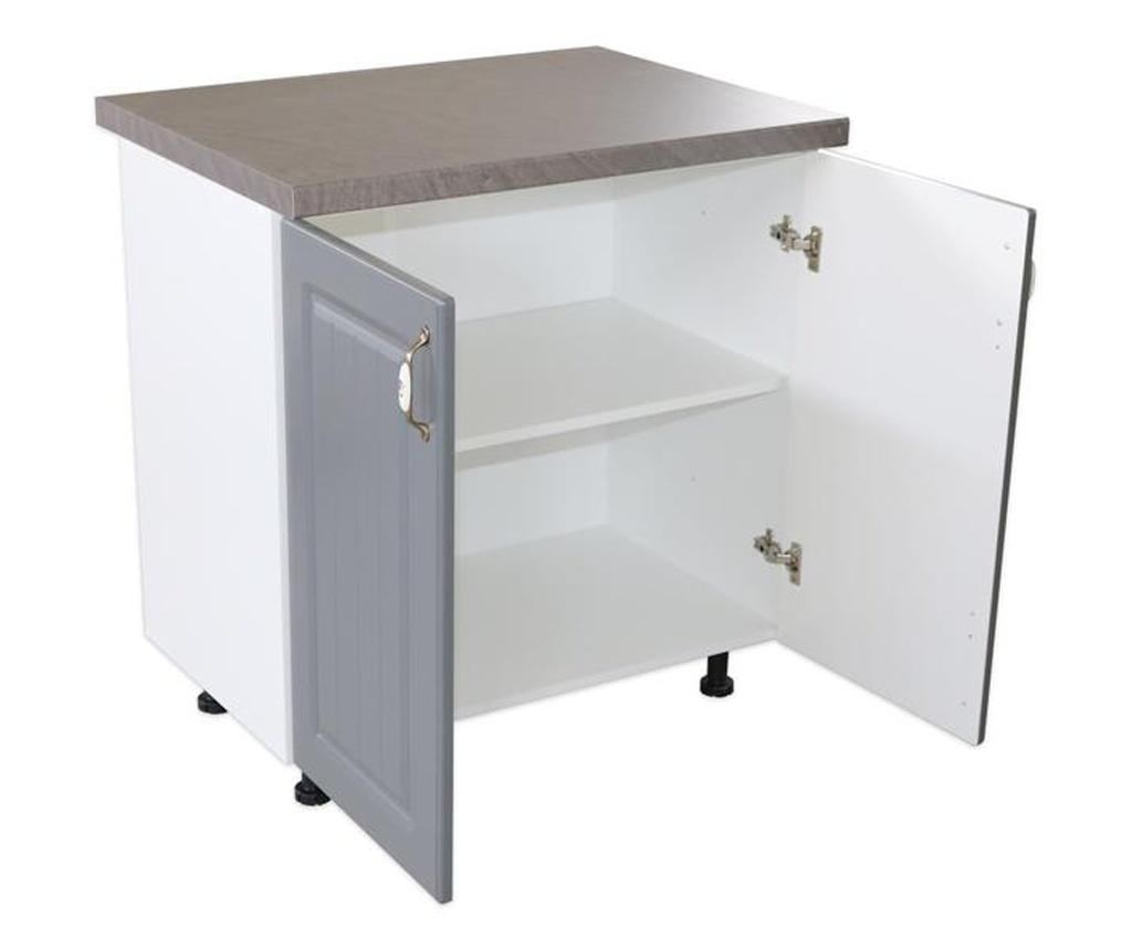 Donji dio namještaja s 2 vrata, dimenzija 80 cm, uzorak "zebra" (bijelo/sivo), izrađen od MDF-a, s radnom pločom od betona, dime - 4
