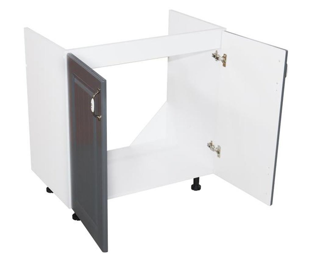 Ormar za umivaonik s 2 vrata, dimenzije 80 cm, boja zebra, bijelo/sivo (MDF), s radnom pločom od betona, dimenzije 80x85x60 cm. - 5