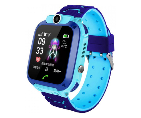 Smartwatch-ceas inteligent pentru copii Q12 cu functie telefon, camera, SOS anti-pierdere, GPS locatie, camera, albastru