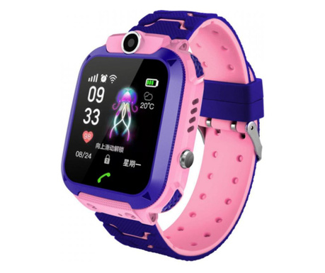 Smartwatch-ceas inteligent pentru copii Q12 cu functie telefon, camera, SOS anti-pierdere, GPS locatie, camera,roz