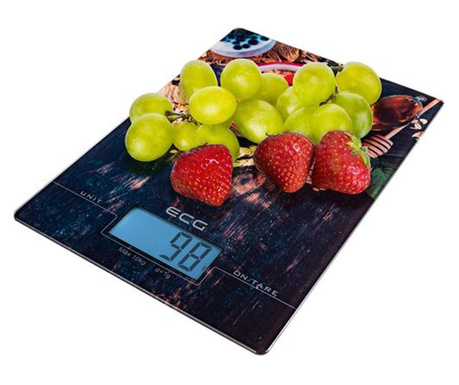 Cantar digital de bucatarie ECG KV 1021 berries, 10 Kg, functie TARA, precizie 1 g, LCD