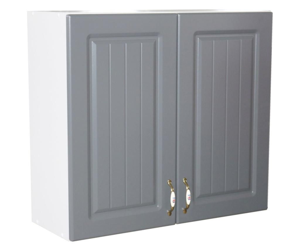 Corp suspendat cu 2 usi zebra, alb/mdf gri, 80x72x31 cm 