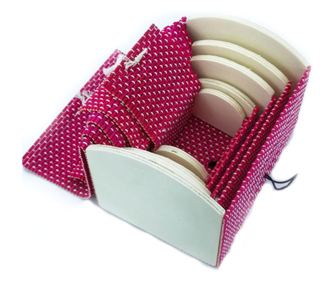 Set 5 casete bijuterii din bambus, culoare roz, Doty