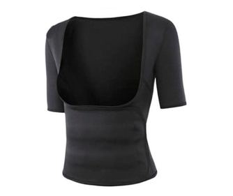 Tricou cu centura instant fit, tip sauna pentru slabit si modelarea taliei din neopren, cu scai, adaptare graduala, eficienta, X