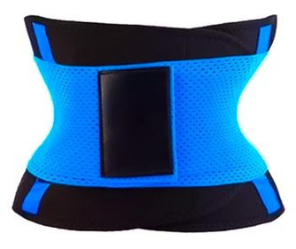 Centura de slabit caliente belt, din neotex, usor de purtat, eficienta, adaptare graduala cu scai, masura L, albastru/negru, dot