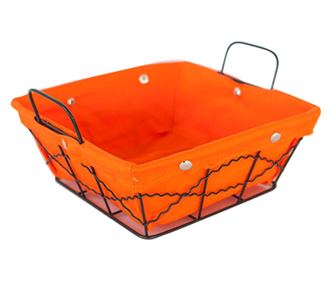 Raki cos servire paine patrat 20x20x8 cm din metal si panza, orange