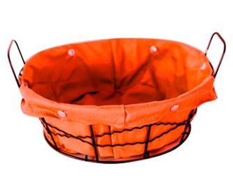 Raki cos servire paine rotund 23x8 cm din metal si panza, orange