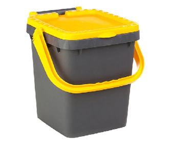 Cos stivuibil cu capac si maner, 20 litri, Ecoplus, galben