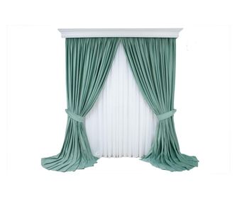 Set od 2 baršunaste zavjese, mint zelene, s trakom, poluprozirne, 250x250 cm