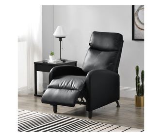 Relax fotel tv fotel kárpitozott fotel dönthető háttámlával fekvőfotel műbőr fekete [en.casa]