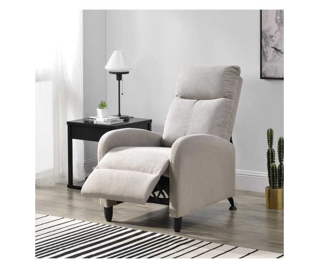 Fotoliu de relaxare, fotoliu TV, fotoliu tapițat cu spătar rabatabil, fotoliu rabatabil, textil, maro [en.casa]