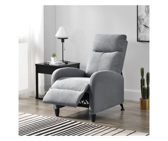 Relax fotel tv fotel kárpitozott fotel dönthető háttámlával fekvőfotel textil világosszürke [en.casa]