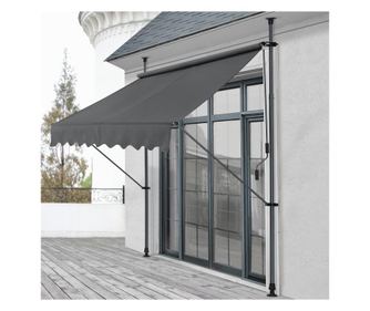 Napellenző - szürke - 250 x 120 x 200-300 cm - feltekerhető napellenző terasz erkély árnyékoló [pro.tec]